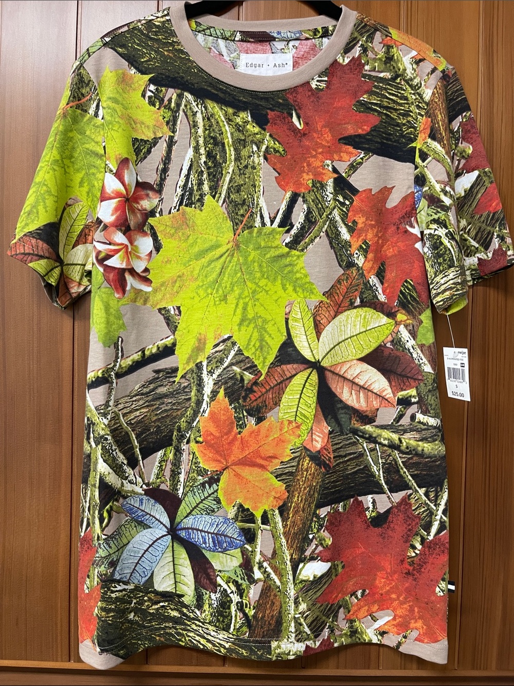 Edgar + Ash Hawaiian Floral Camouflage Crewneck T-Shirt Small NWT